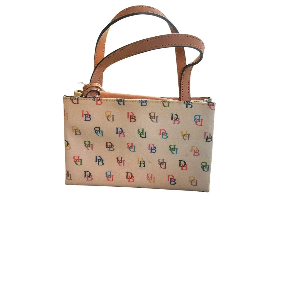 Dooney & Bourke‎ Tiny East/West Bag White Multi Color Monogram Mini Tote WI396